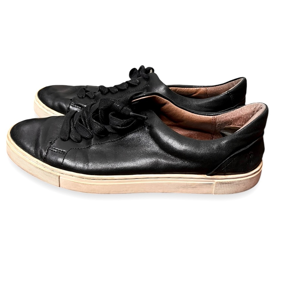 Frye Ivy Low Lace Up Black Leather Sneakers Women's Size 7